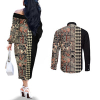 hawaiian-quilt-couples-matching-off-the-shoulder-long-sleeve-dress-and-long-sleeve-button-shirt-hibiscus-kakau-vintage-style