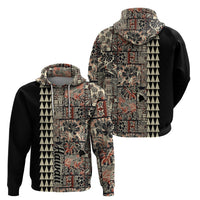 Hawaiian Quilt Hoodie Hibiscus Kakau Vintage Style - Wonder Print Shop