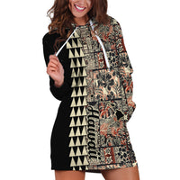 Hawaiian Quilt Hoodie Dress Hibiscus Kakau Vintage Style - Wonder Print Shop
