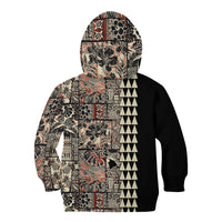 Hawaiian Quilt Kid Hoodie Hibiscus Kakau Vintage Style - Wonder Print Shop