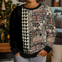 Hawaii Quilt Kid Ugly Christmas Sweater Hibiscus Kakau Vintage Style - Wonder Print Shop