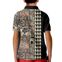 Hawaiian Quilt Kid Polo Shirt Hibiscus Kakau Vintage Style - Wonder Print Shop