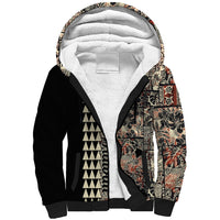 Hawaiian Quilt Sherpa Hoodie Hibiscus Kakau Vintage Style - Wonder Print Shop
