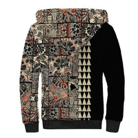 Hawaiian Quilt Sherpa Hoodie Hibiscus Kakau Vintage Style - Wonder Print Shop