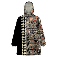 Hawaiian Quilt Wearable Blanket Hoodie Hibiscus Kakau Vintage Style - Wonder Print Shop