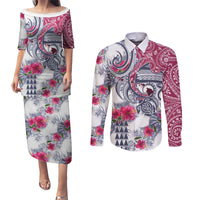Hawaii Kakau Mix Paisley Pattern Couples Matching Puletasi Dress and Long Sleeve Button Shirt Polynesian Tropical Unique Style - Wonder Print Shop