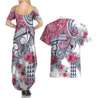 Hawaii Kakau Mix Paisley Pattern Couples Matching Summer Maxi Dress and Hawaiian Shirt Polynesian Tropical Unique Style - Wonder Print Shop