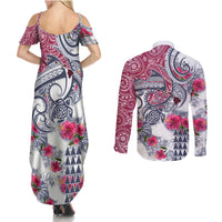 Hawaii Kakau Mix Paisley Pattern Couples Matching Summer Maxi Dress and Long Sleeve Button Shirt Polynesian Tropical Unique Style - Wonder Print Shop