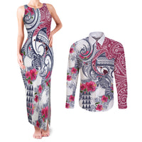 Hawaii Kakau Mix Paisley Pattern Couples Matching Tank Maxi Dress and Long Sleeve Button Shirt Polynesian Tropical Unique Style - Wonder Print Shop