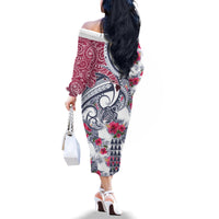 Hawaii Kakau Mix Paisley Pattern Family Matching Off Shoulder Long Sleeve Dress and Hawaiian Shirt Polynesian Tropical Unique Style - Wonder Print Shop