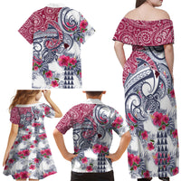 Hawaii Kakau Mix Paisley Pattern Family Matching Off Shoulder Maxi Dress and Hawaiian Shirt Polynesian Tropical Unique Style - Wonder Print Shop