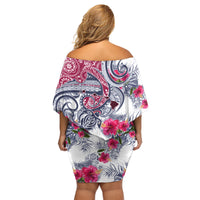 Hawaii Kakau Mix Paisley Pattern Family Matching Off Shoulder Short Dress and Hawaiian Shirt Polynesian Tropical Unique Style - Wonder Print Shop