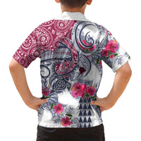 Hawaii Kakau Mix Paisley Pattern Kid Hawaiian Shirt Polynesian Tropical Unique Style - Wonder Print Shop