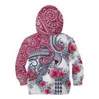 Hawaii Kakau Mix Paisley Pattern Kid Hoodie Polynesian Tropical Unique Style - Wonder Print Shop