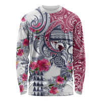 Hawaii Kakau Mix Paisley Pattern Long Sleeve Shirt Polynesian Tropical Unique Style - Wonder Print Shop