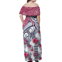 Hawaii Kakau Mix Paisley Pattern Off Shoulder Maxi Dress Polynesian Tropical Unique Style - Wonder Print Shop