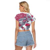 Hawaii Kakau Mix Paisley Pattern Raglan Cropped T Shirt Polynesian Tropical Unique Style - Wonder Print Shop