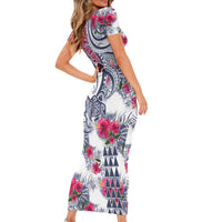 Hawaii Kakau Mix Paisley Pattern Short Sleeve Bodycon Dress Polynesian Tropical Unique Style - Wonder Print Shop