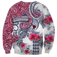 Hawaii Kakau Mix Paisley Pattern Sweatshirt Polynesian Tropical Unique Style - Wonder Print Shop