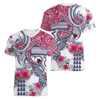 Hawaii Kakau Mix Paisley Pattern Women V Neck T Shirt Polynesian Tropical Unique Style - Wonder Print Shop