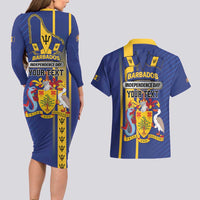 Personalized Barbados 30th November Couples Matching Long Sleeve Bodycon Dress and Hawaiian Shirt Independence Day Flag Map - Wonder Print Shop