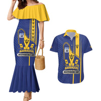 Personalized Barbados 30th November Couples Matching Mermaid Dress and Hawaiian Shirt Independence Day Flag Map - Wonder Print Shop