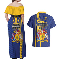 Personalized Barbados 30th November Couples Matching Off Shoulder Maxi Dress and Hawaiian Shirt Independence Day Flag Map - Wonder Print Shop