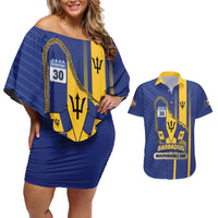Personalized Barbados 30th November Couples Matching Off Shoulder Short Dress and Hawaiian Shirt Independence Day Flag Map - Wonder Print Shop