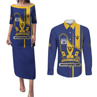 Personalized Barbados 30th November Couples Matching Puletasi and Long Sleeve Button Shirt Independence Day Flag Map - Wonder Print Shop