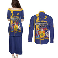 Personalized Barbados 30th November Couples Matching Puletasi and Long Sleeve Button Shirt Independence Day Flag Map - Wonder Print Shop