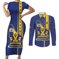 Personalized Barbados 30th November Couples Matching Short Sleeve Bodycon Dress and Long Sleeve Button Shirt Independence Day Flag Map - Wonder Print Shop