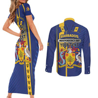 Personalized Barbados 30th November Couples Matching Short Sleeve Bodycon Dress and Long Sleeve Button Shirt Independence Day Flag Map - Wonder Print Shop