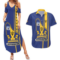 Personalized Barbados 30th November Couples Matching Summer Maxi Dress and Hawaiian Shirt Independence Day Flag Map - Wonder Print Shop