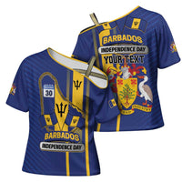 Personalized Barbados 30th November Cross Shoulder Shirt Independence Day Flag Map - Wonder Print Shop