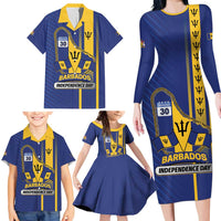 Personalized Barbados 30th November Family Matching Long Sleeve Bodycon Dress and Hawaiian Shirt Independence Day Flag Map - Wonder Print Shop