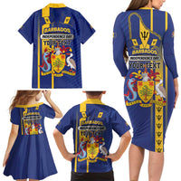 Personalized Barbados 30th November Family Matching Long Sleeve Bodycon Dress and Hawaiian Shirt Independence Day Flag Map - Wonder Print Shop