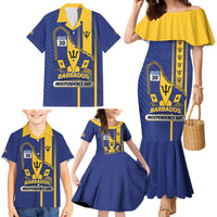 Personalized Barbados 30th November Family Matching Mermaid Dress and Hawaiian Shirt Independence Day Flag Map - Wonder Print Shop