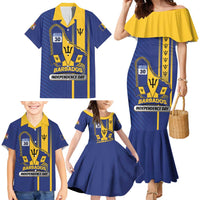 Personalized Barbados 30th November Family Matching Mermaid Dress and Hawaiian Shirt Independence Day Flag Map - Wonder Print Shop