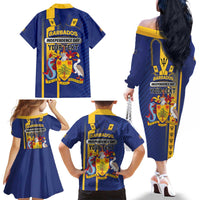 Personalized Barbados 30th November Family Matching Off The Shoulder Long Sleeve Dress and Hawaiian Shirt Independence Day Flag Map - Wonder Print Shop