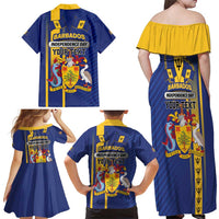 Personalized Barbados 30th November Family Matching Off Shoulder Maxi Dress and Hawaiian Shirt Independence Day Flag Map - Wonder Print Shop