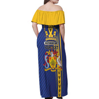 Personalized Barbados 30th November Family Matching Off Shoulder Maxi Dress and Hawaiian Shirt Independence Day Flag Map - Wonder Print Shop