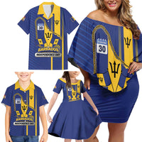 Personalized Barbados 30th November Family Matching Off Shoulder Short Dress and Hawaiian Shirt Independence Day Flag Map - Wonder Print Shop