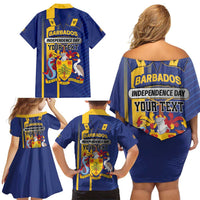 Personalized Barbados 30th November Family Matching Off Shoulder Short Dress and Hawaiian Shirt Independence Day Flag Map - Wonder Print Shop