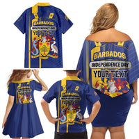 Personalized Barbados 30th November Family Matching Off Shoulder Short Dress and Hawaiian Shirt Independence Day Flag Map - Wonder Print Shop