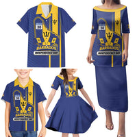 Personalized Barbados 30th November Family Matching Puletasi and Hawaiian Shirt Independence Day Flag Map - Wonder Print Shop