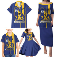 Personalized Barbados 30th November Family Matching Puletasi and Hawaiian Shirt Independence Day Flag Map - Wonder Print Shop