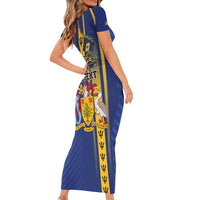 Personalized Barbados 30th November Family Matching Short Sleeve Bodycon Dress and Hawaiian Shirt Independence Day Flag Map - Wonder Print Shop