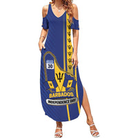 Personalized Barbados 30th November Family Matching Summer Maxi Dress and Hawaiian Shirt Independence Day Flag Map - Wonder Print Shop