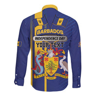Personalized Barbados 30th November Long Sleeve Button Shirt Independence Day Flag Map - Wonder Print Shop