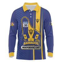 Personalized Barbados 30th November Long Sleeve Polo Shirt Independence Day Flag Map - Wonder Print Shop